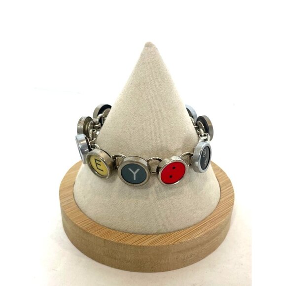 Typewriter Key Bracelet JOURNEY Colorful Upcycled Steam Punk Unique Handmade - Picture 2 of 9